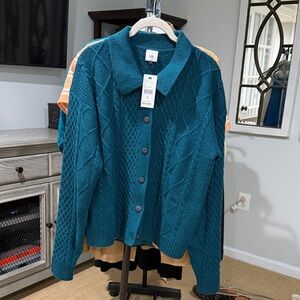 CAbi #4657 Peacock Cardigan Deep Teal Sweater